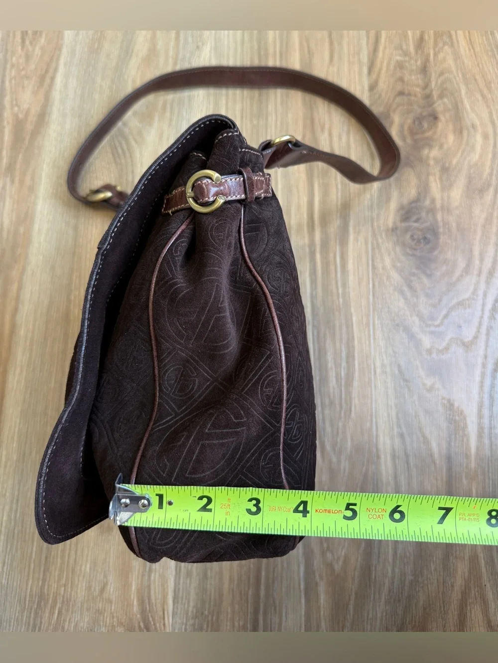 Francesco Biasia Embossed Brown Leather Shoulder Crossbody Bag